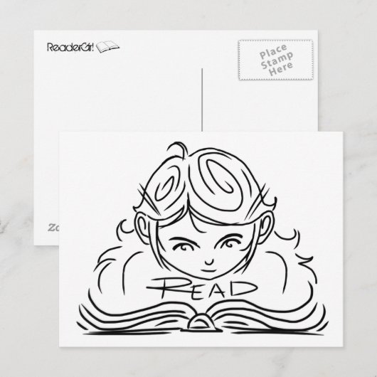 Briefkaart Reader Girl (Voorkant / Achterkant)