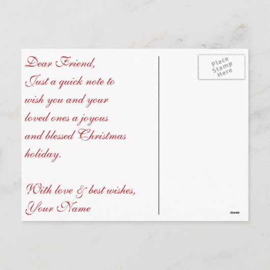 Briefkaart - Red Bow & Ribbon on Gold (Achterkant)