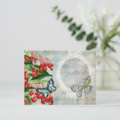 Briefkaart Red Floral Argyle (Staand voorkant)