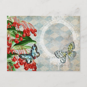 Briefkaart Red Floral Argyle