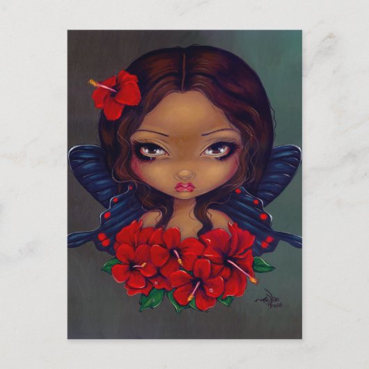 briefkaart "Red Hibiscus Fairy" (Voorkant)