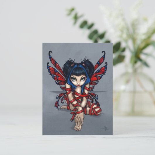 briefkaart "Red Ribbon Fairy" (Staand voorkant)