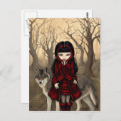 briefkaart "Red Riding Hood in Autumn" (Voorkant / Achterkant)