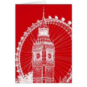 Briefkaart Red & White London