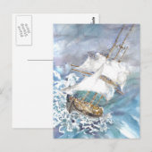 briefkaart "Reefing" (Voorkant / Achterkant)