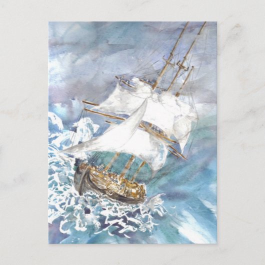 briefkaart "Reefing" (Voorkant)