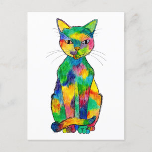 Briefkaart regenboogkat