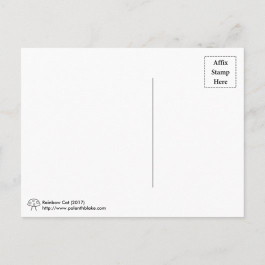 Briefkaart regenboogkat (Achterkant)