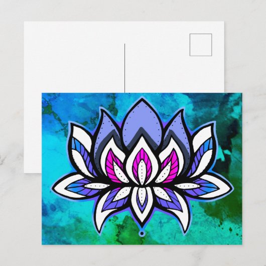 Briefkaart Regenboogvaag Lotus Blues (Voorkant / Achterkant)