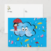 Briefkaart regenwolken paraplu's (Voorkant / Achterkant)