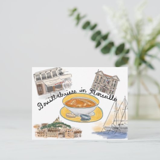 Briefkaart reisketting: Bouillabaisse in Marseille (Staand voorkant)