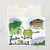 Briefkaart reisketting: Fondue in Zwitserland (Voorkant / Achterkant)