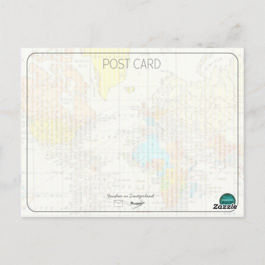 Briefkaart reisketting: Fondue in Zwitserland (Achterkant)