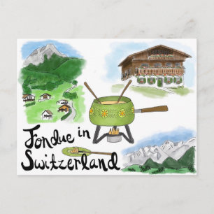 Briefkaart reisketting: Fondue in Zwitserland