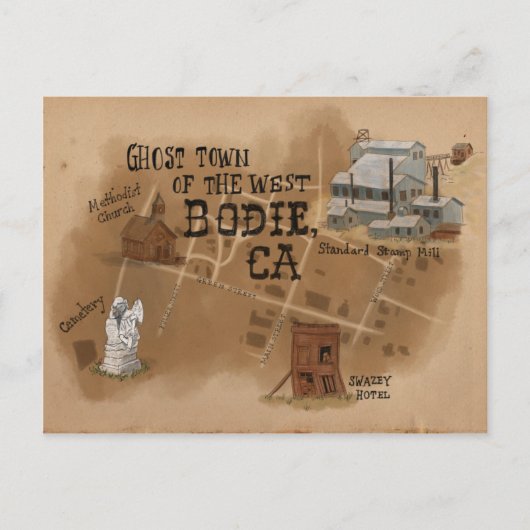 Briefkaart reisketting: Ghost Town of Bodie CA (Voorkant)