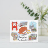 Briefkaart reisketting: Krab in San Francisco (Staand voorkant)