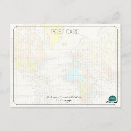 Briefkaart reisketting: Krab in San Francisco (Achterkant)