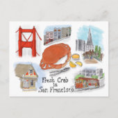 Briefkaart reisketting: Krab in San Francisco (Voorkant)