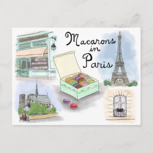 Briefkaart reisketting: Macarons in Parijs Frankri