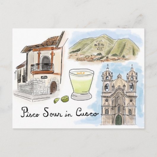 Briefkaart reisketting: Pisco Sour in Cusco, Peru (Voorkant)
