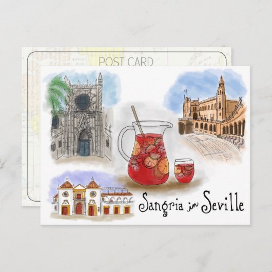Briefkaart reisketting: Sangria in Sevilla, Spanje (Voorkant / Achterkant)