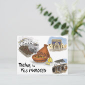 Briefkaart reisketting: Tadzjine in Fes, Marokko (Staand voorkant)