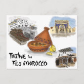 Briefkaart reisketting: Tadzjine in Fes, Marokko (Voorkant)