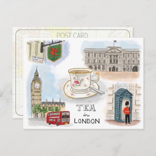 Briefkaart reisketting: Tea in Londen Engeland (Voorkant / Achterkant)