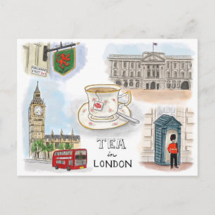Briefkaart reisketting: Tea in Londen Engeland