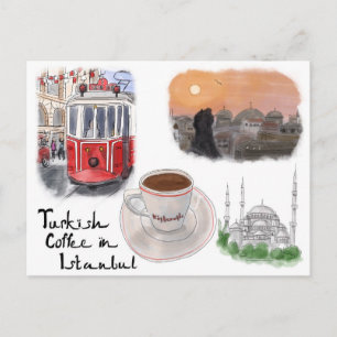 Briefkaart reisketting: Turkse koffie in Istanbul