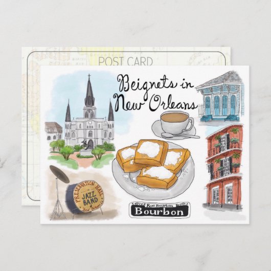 Briefkaart reisketting: Wegnetten in New Orleans (Voorkant / Achterkant)