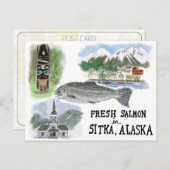 Briefkaart reisketting: Zalm in Sitka, Alaska (Voorkant / Achterkant)