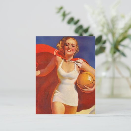 Briefkaart  reiswieg Dame PC (Staand voorkant)