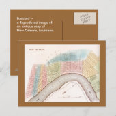 Briefkaart Rep Antiek New Orleans Louisiana-kaart (Voorkant / Achterkant)