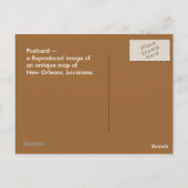 Briefkaart Rep Antiek New Orleans Louisiana-kaart (Achterkant)