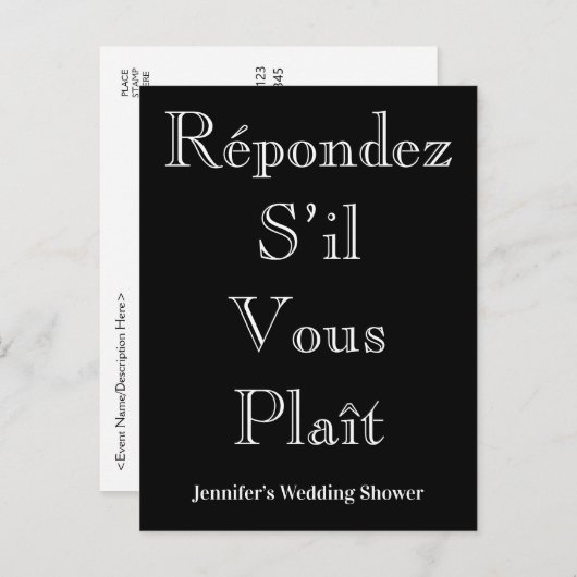 Briefkaart "Répondez S'il Vous Plaît" (Voorkant / Achterkant)