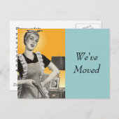 Briefkaart  Retro bezig met schoonmaken Nieuw adre (Voorkant / Achterkant)