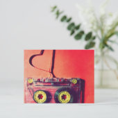 briefkaart, retro, cassette, liefde, hart briefkaart (Staand voorkant)