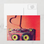 briefkaart, retro, cassette, liefde, hart briefkaart (Voorkant / Achterkant)