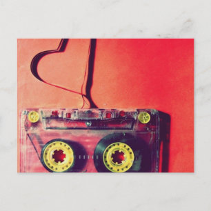 briefkaart, retro, cassette, liefde, hart briefkaart