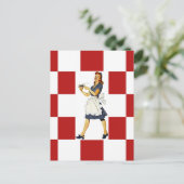 Briefkaart Retro-checkers Vierkantjes Diner Tile-l (Staand voorkant)