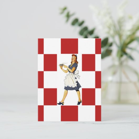 Briefkaart Retro-checkers Vierkantjes Diner Tile-l (Staand voorkant)