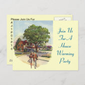 Briefkaart Retro Couple House Warming Party nodigt (Voorkant / Achterkant)