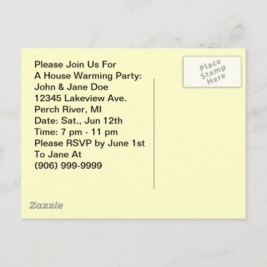 Briefkaart Retro Couple House Warming Party nodigt (Achterkant)