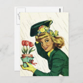 Briefkaart  Retro douche Party Fun Uitnodigen PC (Voorkant / Achterkant)