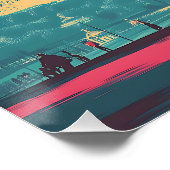 Briefkaart Retro Eiffeltoren reisillustratie Perfect Poster (Hoek)