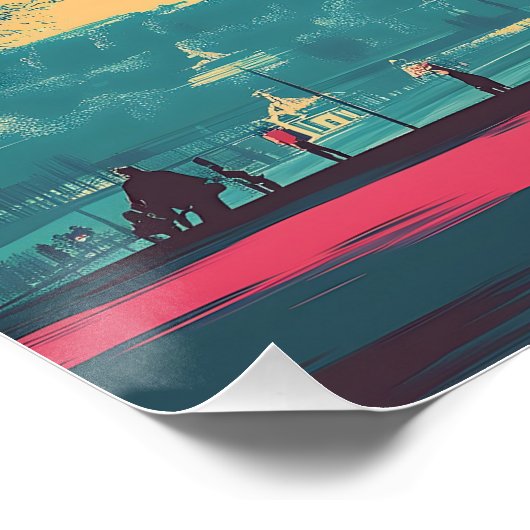 Briefkaart Retro Eiffeltoren reisillustratie Perfect Poster (Hoek)