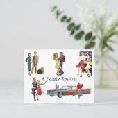 Briefkaart  Retro Feestelijke Fun Familiereünie (Staand voorkant)