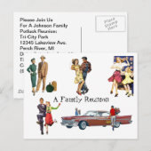 Briefkaart  Retro Feestelijke Fun Familiereünie (Voorkant / Achterkant)