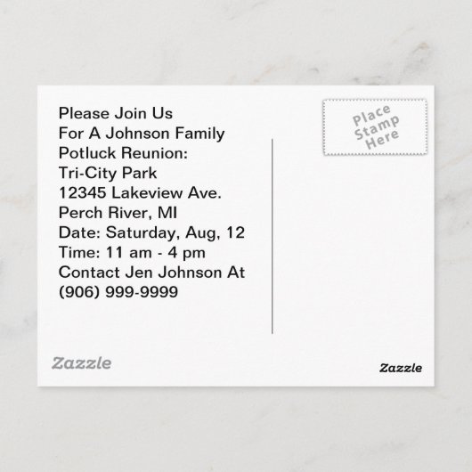 Briefkaart  Retro Feestelijke Fun Familiereünie (Achterkant)